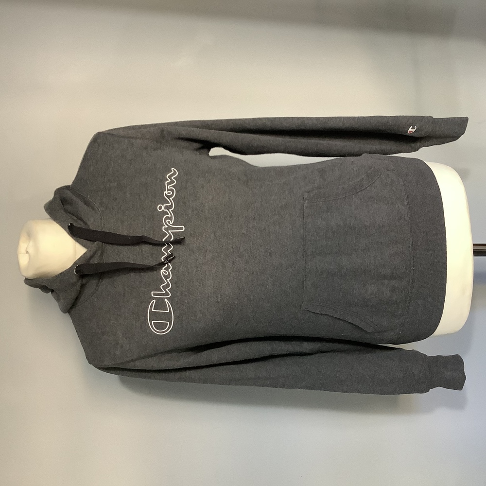 Champion Large Spellout Hoodie - Size M - Dark Grey Marl - Cotton - P2P 18” - Picture 1 of 8